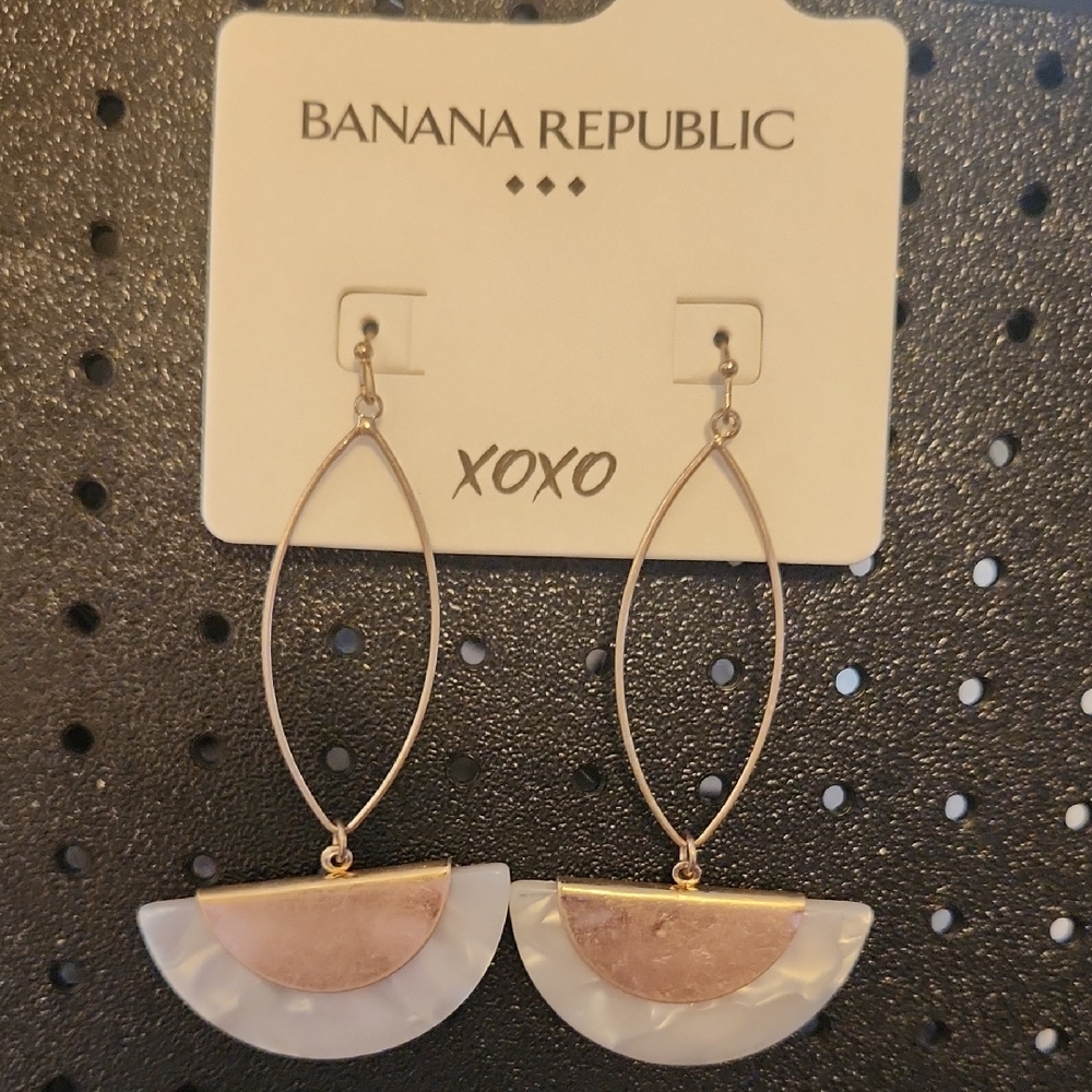 Banana Republic Gold and White Dangle Earrings